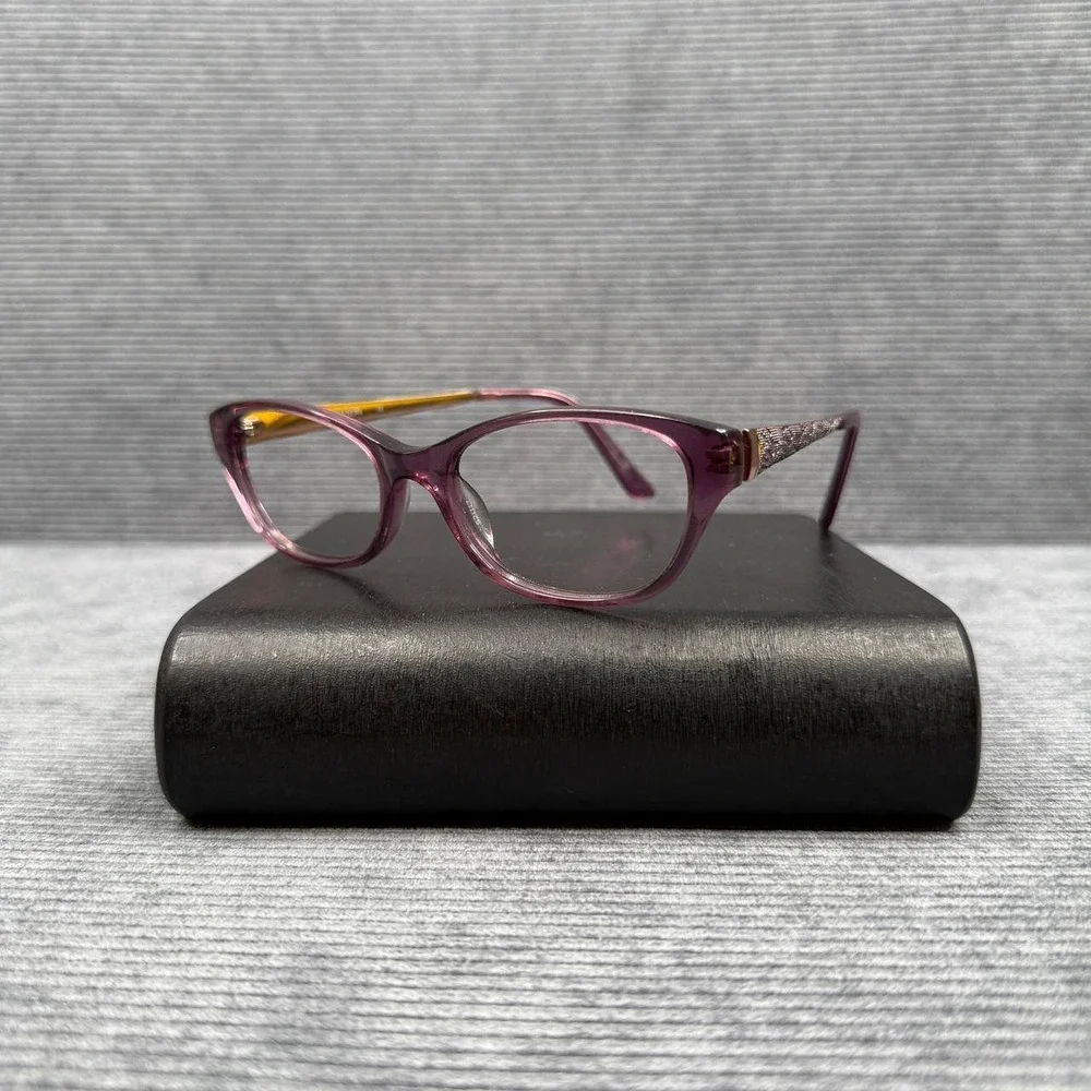 Revlon RV5042 Plum Purple Cat Eye Y2k Eyeglasses Frames Rose Gold Textured 52mm